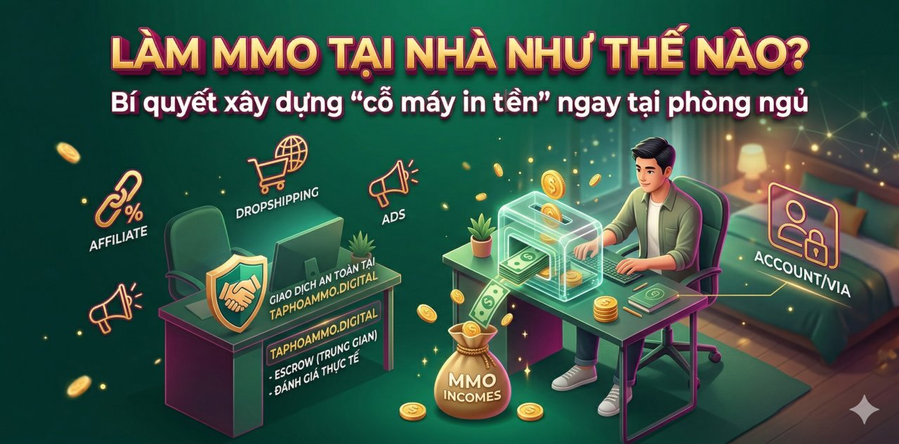 Làm MMO tại nhà như thế nào? Bí quyết xây dựng "cỗ máy in tiền" ngay tại phòng ngủ
