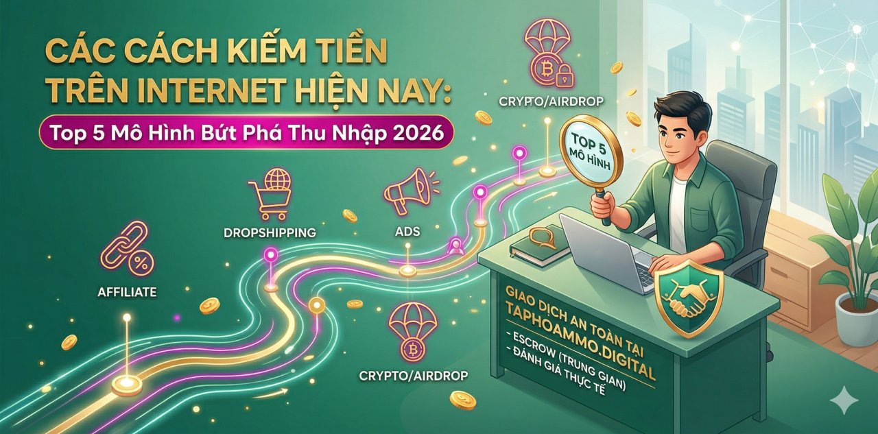 Các cách kiếm tiền trên Internet hiện nay: Top 5 mô hình bứt phá thu nhập 2026
